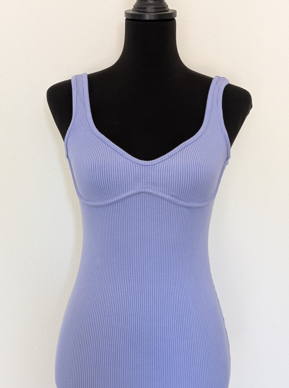 Fashion Nova Ribbed Bodycon Sweetheart Tank Dress - Lavender